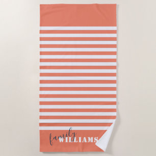 Serviette De Plage monogramme de la famille moderne beach house