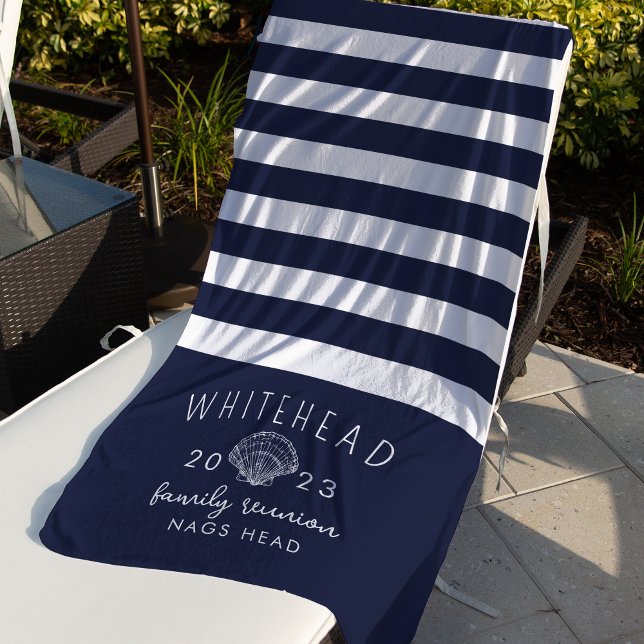 Serviette De Plage Monogramme de marine de triage de coquillages mari (Créateur téléchargé)