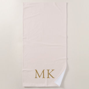 Serviette De Plage Monogramme d'or rose pâle