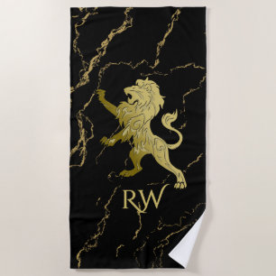 Serviette De Plage Monogramme Golden Royal Lion