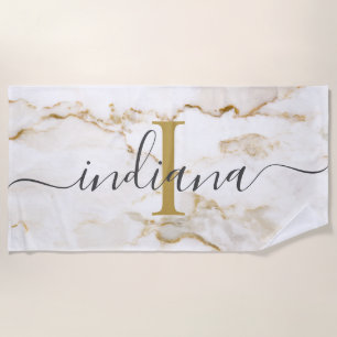 Serviette De Plage Monogramme Marbre Moderne Chic Personnalisé