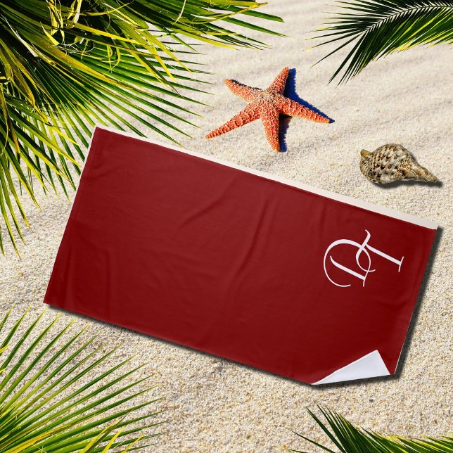 Serviette De Plage Monogramme - Maroon (Créateur téléchargé)