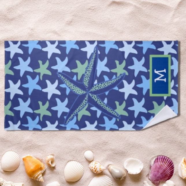 Serviette De Plage Monogramme Motif couleur Starfish (Créateur téléchargé)