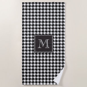 Serviette De Plage Monogramme noir de pied-de-poule