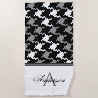 Serviette De Plage Monogramme noir gris