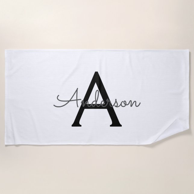 Serviette De Plage Monogramme personnalisé (Devant)