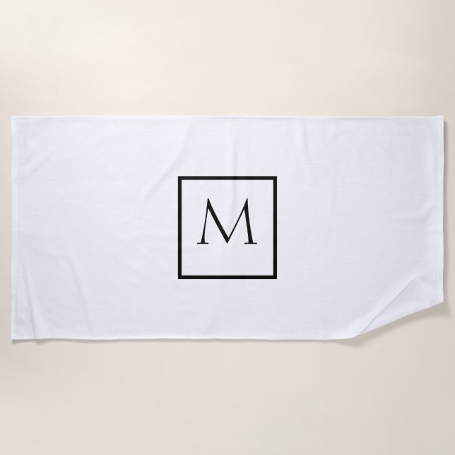 Serviette De Plage Monogramme rectangulaire minimaliste monochrome (Devant)