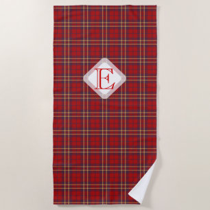 Serviette De Plage Monogramme, Scottish Highland clan rouge plaid tar