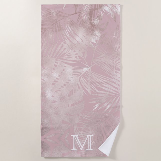 Serviette De Plage Monographie de feuilles tropicaux en fausse feuill (Devant)