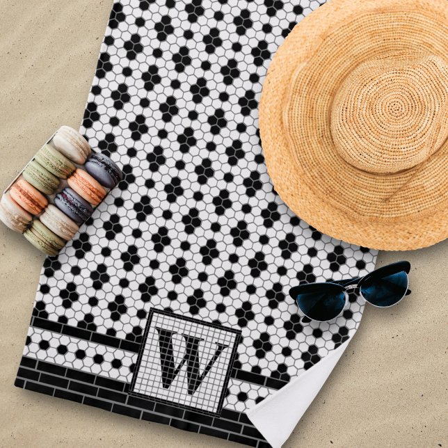 Serviette De Plage Monographie d'impression de carreaux hexadécimales (Créateur téléchargé)