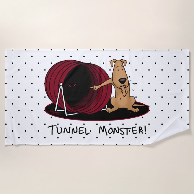 Serviette De Plage Monstre du tunnel - Agilité amusante des chiens (Devant)