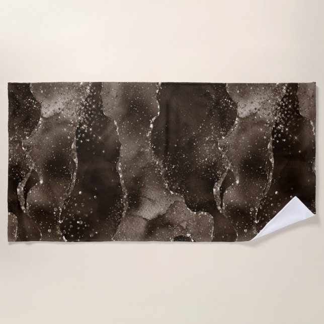 Serviette De Plage Moody Agate | Café Brown bronze doré Taupe (Devant)