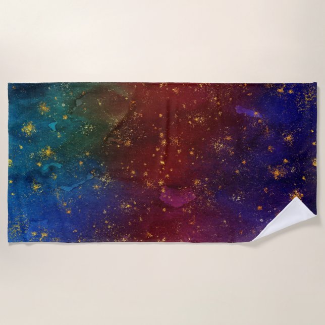 Serviette De Plage Moody Ombre | Psychedélique Grunge Gold Stardust (Devant)