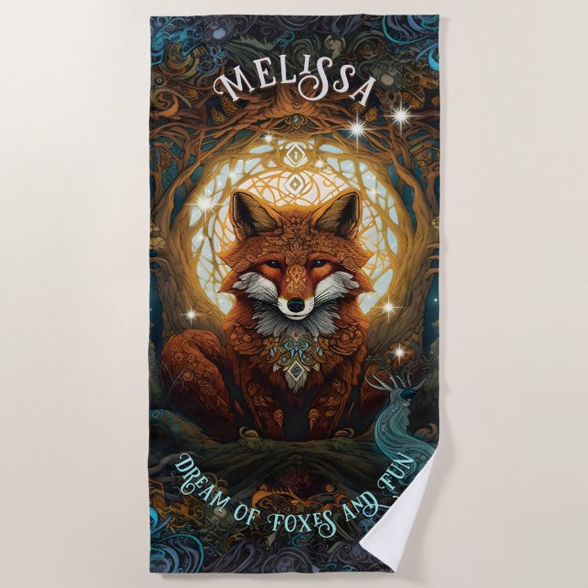 Serviette De Plage Moonlit Fox Personnalisé Enfants Livre d'histoire  (Devant)