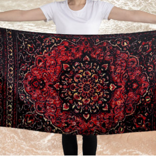 Serviette De Plage Moquette persane en champ teinté rose