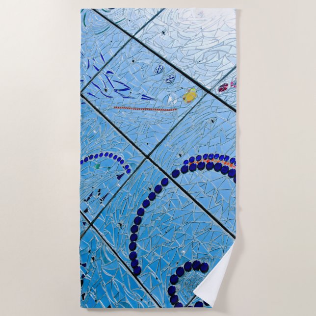 Serviette De Plage Mosaïque bleue (Devant)