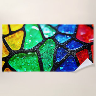 Serviette De Plage Mosaïque d'art en verre arc-en-ciel brillant