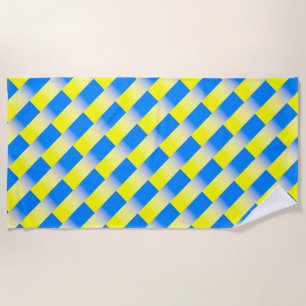 Serviette De Plage Motif à rayures bleu et jaune