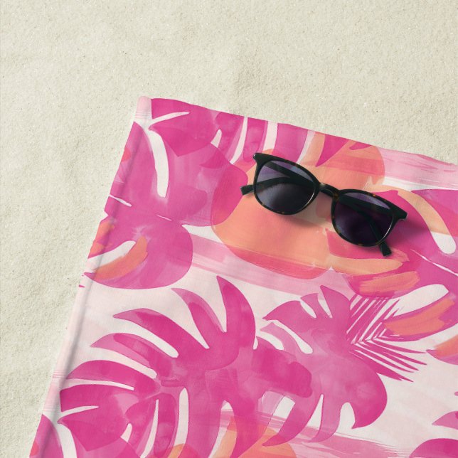 Serviette De Plage Motif abstrait simple avec feuilles de monstera, f (En situation)