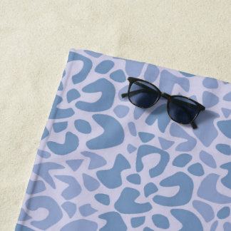 Serviette De Plage Motif abstrait tacheté gris et bleu