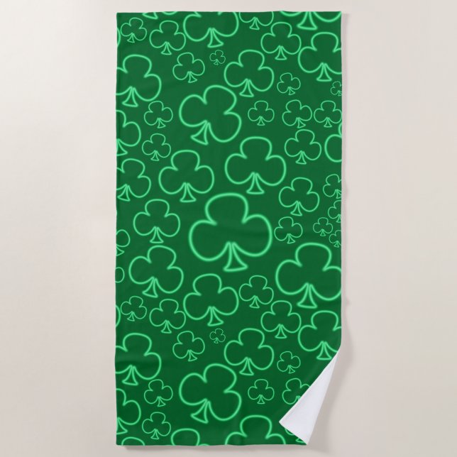 Serviette De Plage Motif aléatoire de shamrocks vert clair (Devant)