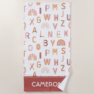 Serviette De Plage Motif Alphabet arc-en-ciel amusant