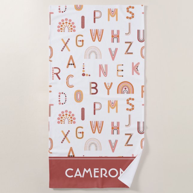 Serviette De Plage Motif Alphabet arc-en-ciel amusant (Devant)