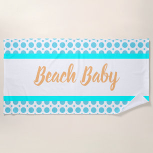 Serviette De Plage Motif Bébé de Plage Bleu Été Rayures Blanches