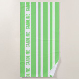 Serviette De Plage Motif blanc Lime Green Stripes