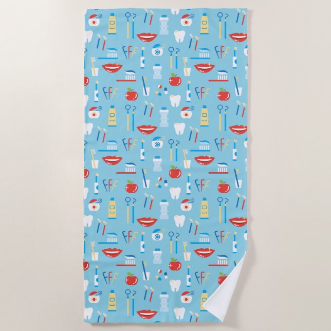 Serviette De Plage Motif bleu dentaire (Devant)