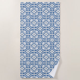 Serviette De Plage Motif Carrelage Lotus Côtier - Le Lotus Blanc