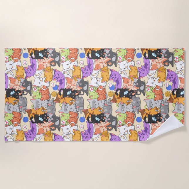 Serviette De Plage Motif chats mignons    (Devant)