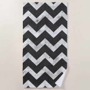 Serviette De Plage Motif chevron rustique noir et blanc