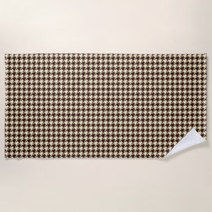 Serviette De Plage Motif classique Brown ivoire Pepita Houndstooth
