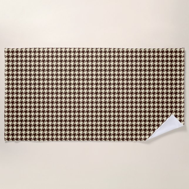 Serviette De Plage Motif classique Brown ivoire Pepita Houndstooth (Devant)