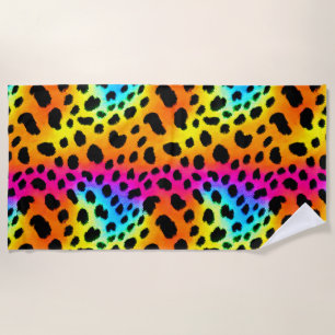 Serviette De Plage Motif coloré Rainbow Cheetah sans couture