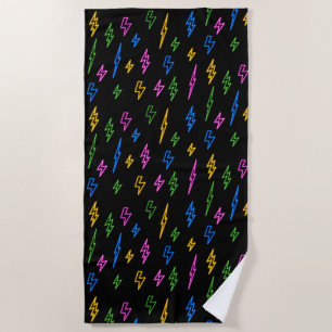 Serviette De Plage Motif couleur Retro Neon Lightning