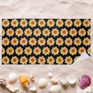 Serviette De Plage Motif Dahlia jaune sur Floral noir