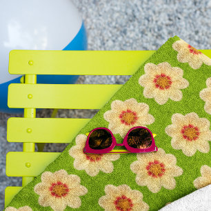 Serviette De Plage Motif Dahlia Jaune sur Floral Vert