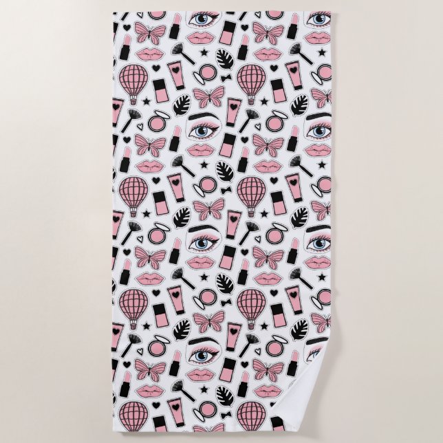 Serviette De Plage Motif d'autocollant de maquillage (Devant)