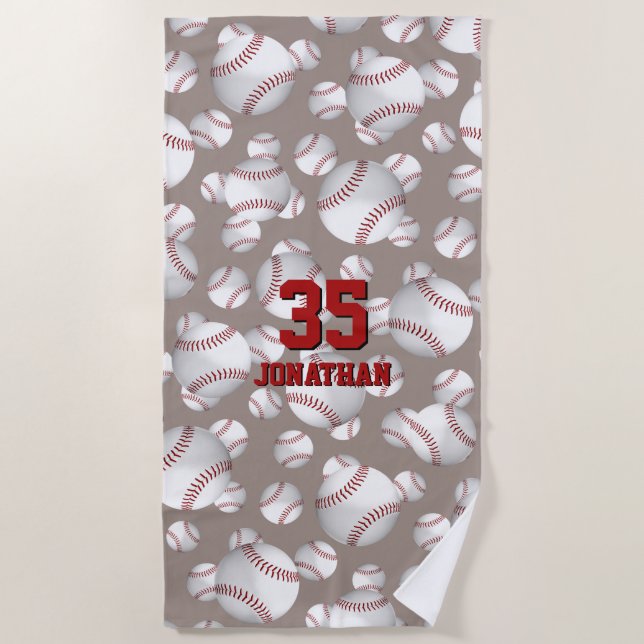 Serviette De Plage motif de baseball softball personnalisé (Devant)