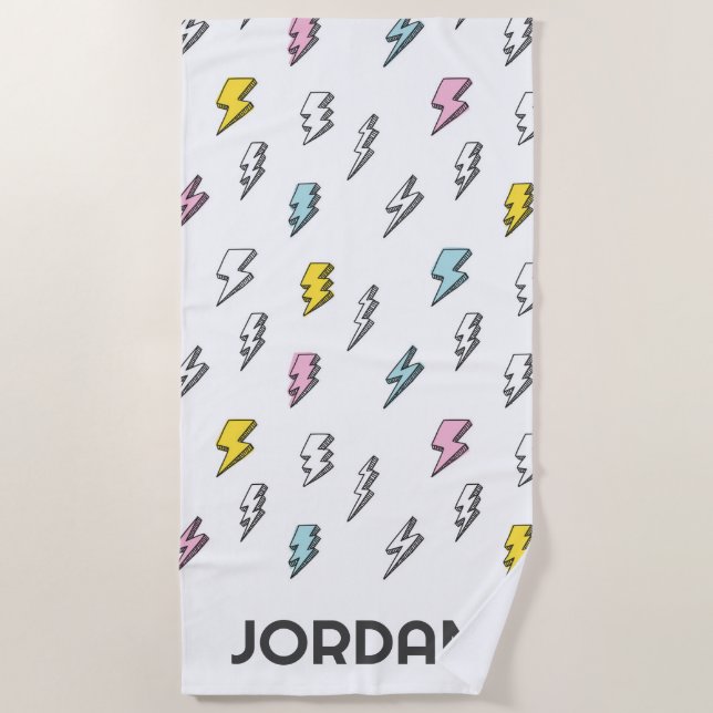Serviette De Plage Motif de boulon de foudre à doodle mignon (Devant)