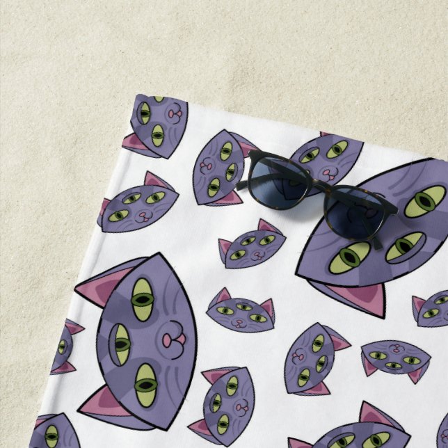 Serviette De Plage Motif de chat Alien (En situation)