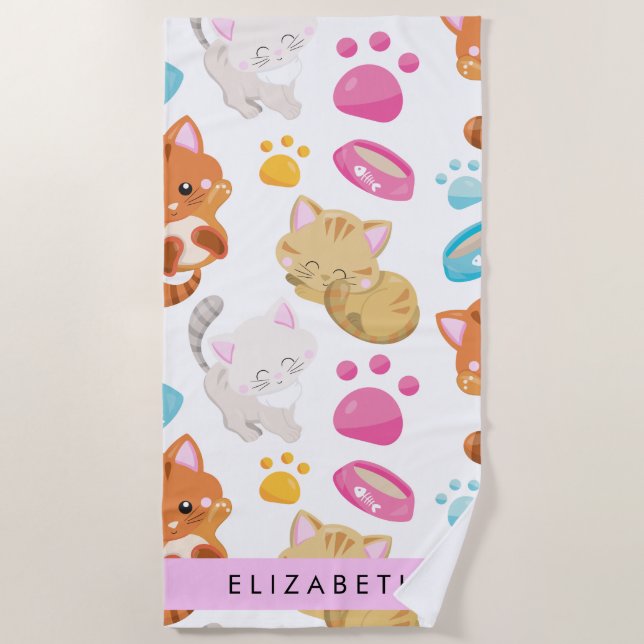Serviette De Plage Motif De Chats, Chats Mignons, Kitty, Paws, Votre  (Devant)