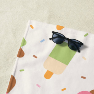 Serviette De Plage Motif de crème glacée, cône de crème glacée, Popsi