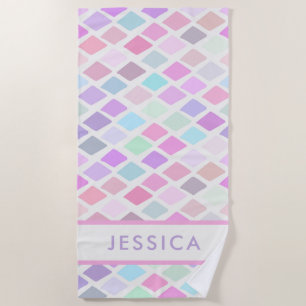 Serviette De Plage Motif de diamants géométriques Abstraits et coloré