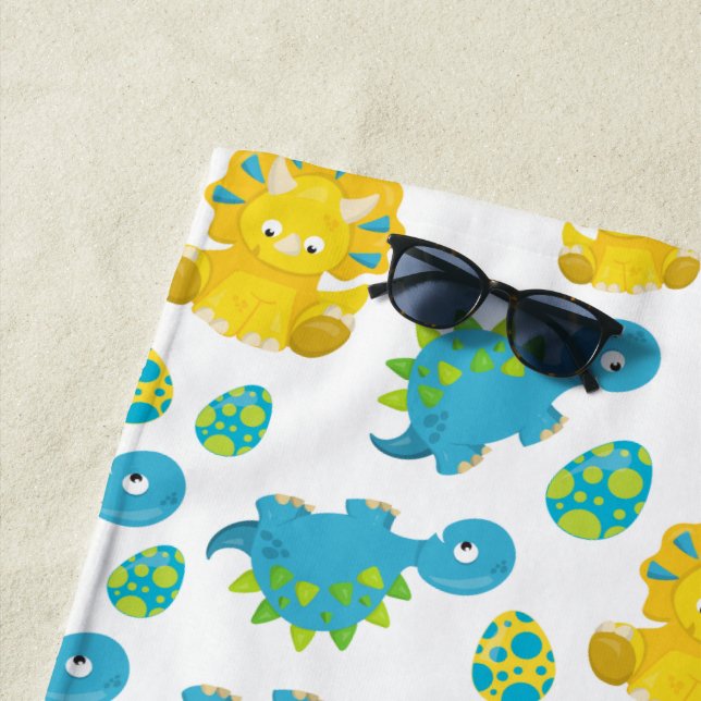 Serviette De Plage Motif De Dinosaures, Dinosaures Mignons, Baby Dino (En situation)