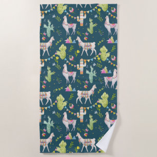 Serviette De Plage Motif de drapeau de lama d'aquarelle