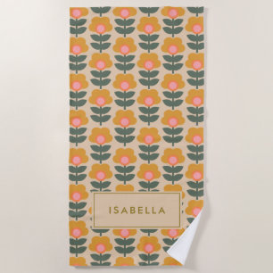 Serviette De Plage Motif de fleurs scandinave personnalisé