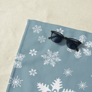 Serviette De Plage Motif de flocon de neige, flocons blancs, neige, g